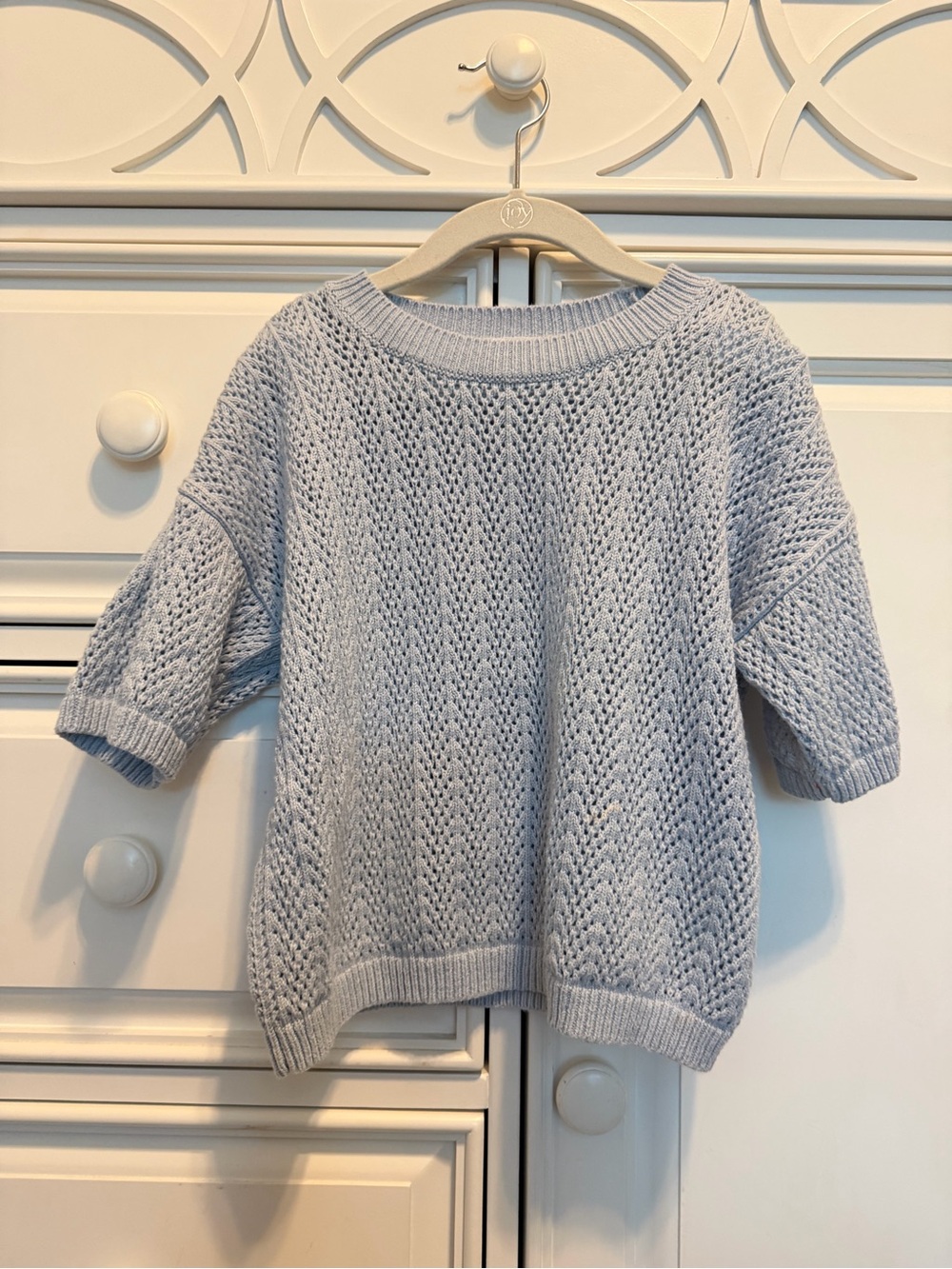 Cat & Jack Light Blue Open-Weave Short Sleeve Sweater